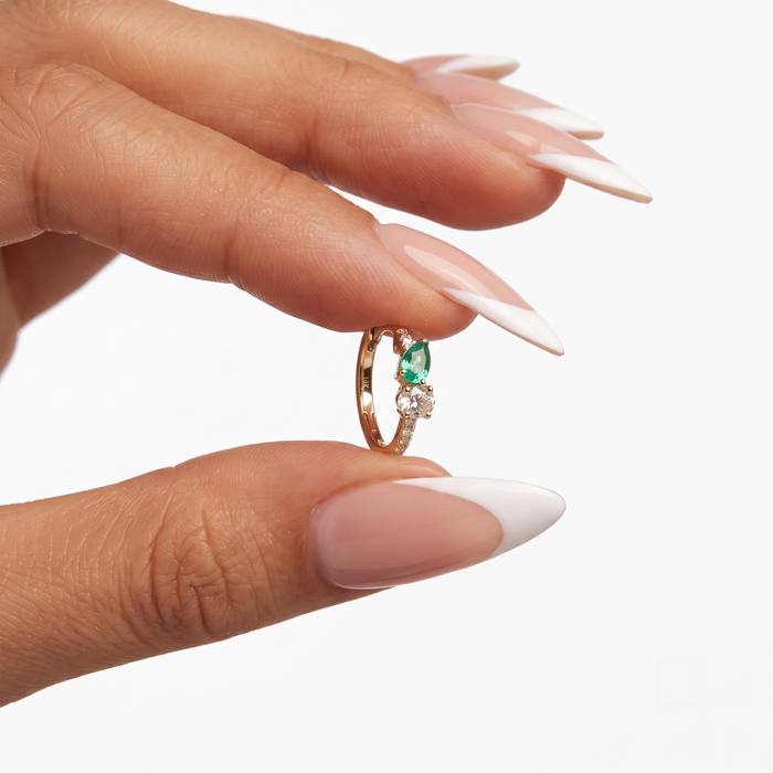 Emerald Diamond Accent Huggie Earrings in 14K Yellow Gold
