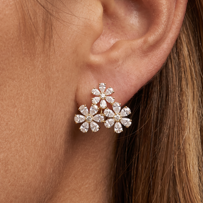 Fancy Opulence Diamond Stud Earrings in 14K Yellow Gold
