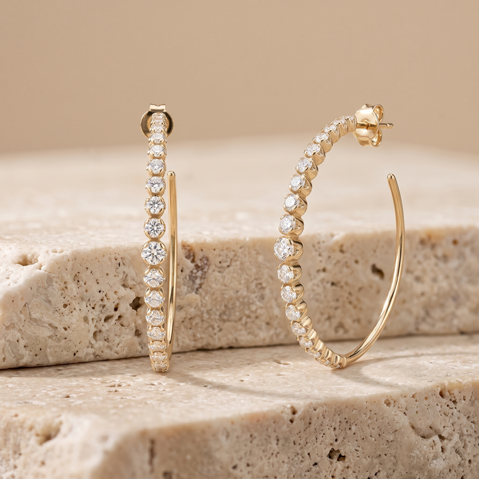 Diamond Illusion Large Hoop Earrings in 14K Yellow Gold