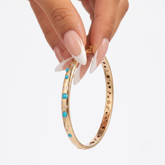 Linear Diamond Bangle Bracelet in 14K Yellow Gold