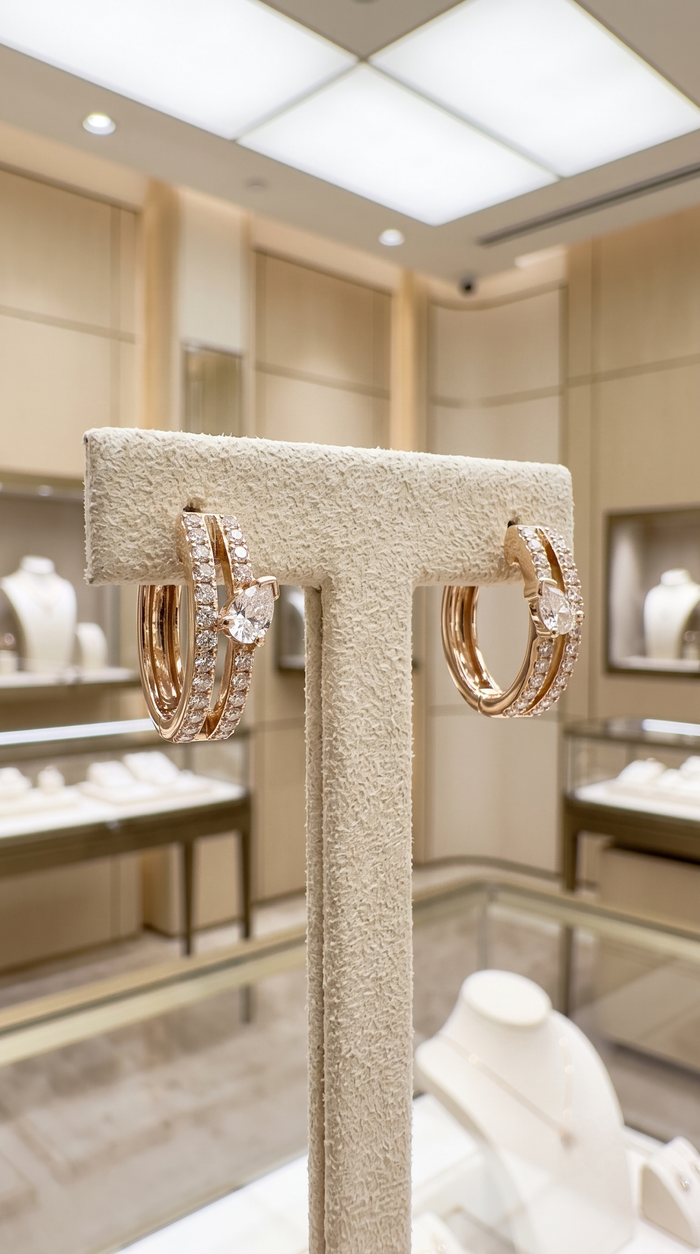 Marquise Cut Split Huggie Earrings in 14K Yellow Gold
