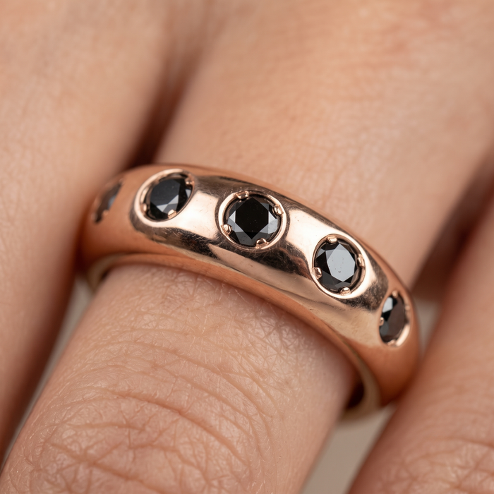 Black Diamond 14K Rose Gold Band Ring