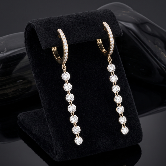 Charismatic Diamond Drop Silk Earrings in 14K Yellow Gold