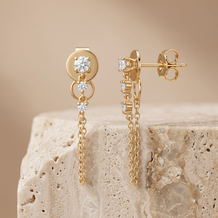 Twilight Drops Diamond Dangle Earrings in 14K Yellow Gold