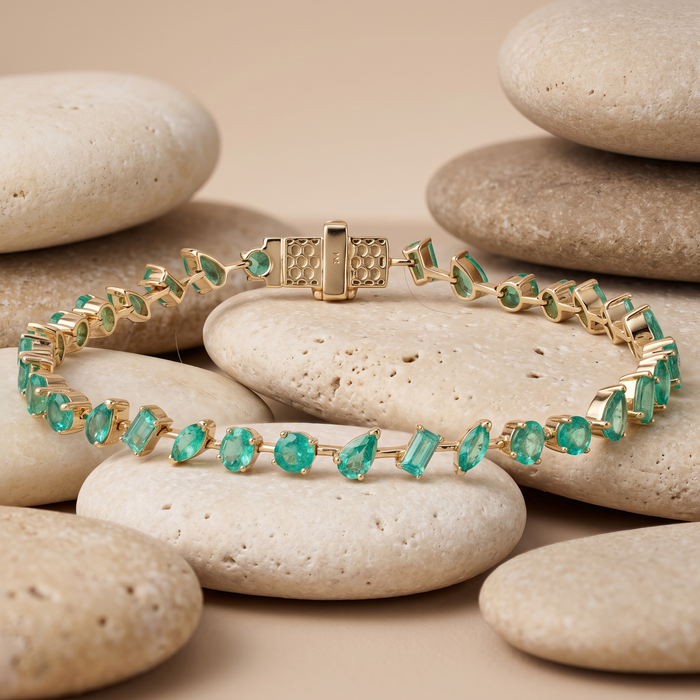 Emerald Topaz Tennis Bracelet in 14K Yellow Gold