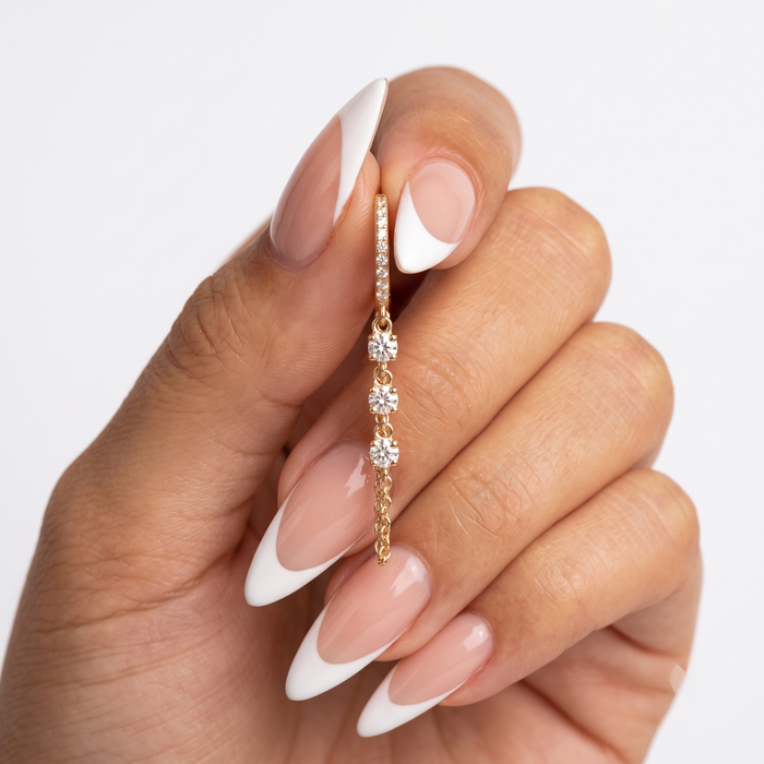 Lustre Flow Diamond Dangle Hoop Earrings in 14K Yellow Gold