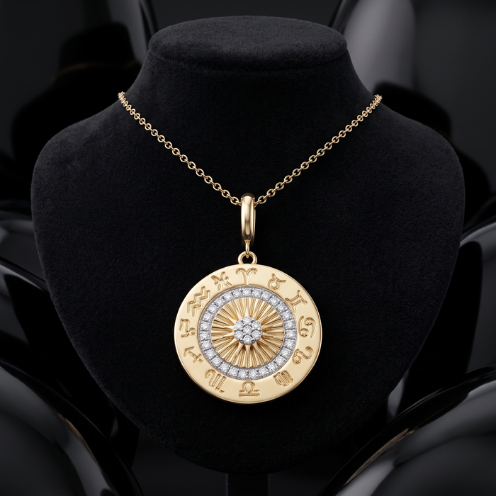 Clarity Round Pendant Diamond Necklace in 14K Yellow Gold