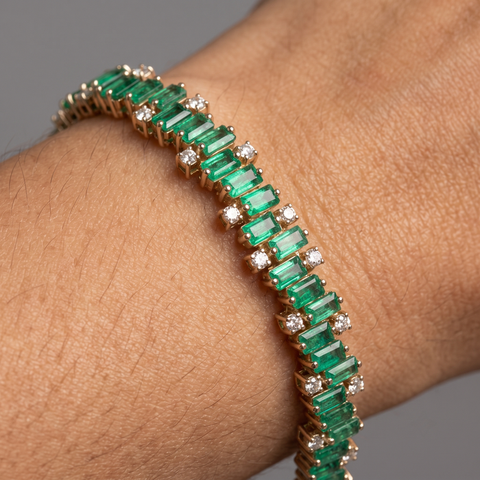 Emerald Line Diamond Accent 14K Gold Tennis Bracelet