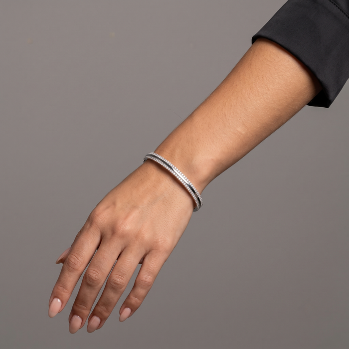 Diamond Arc Bangle Bracelet in 14K White Gold