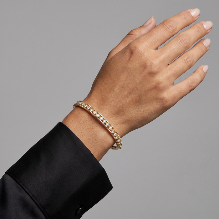 Golden Weave Diamond Textured Bracelet in 14K Yellow Gold