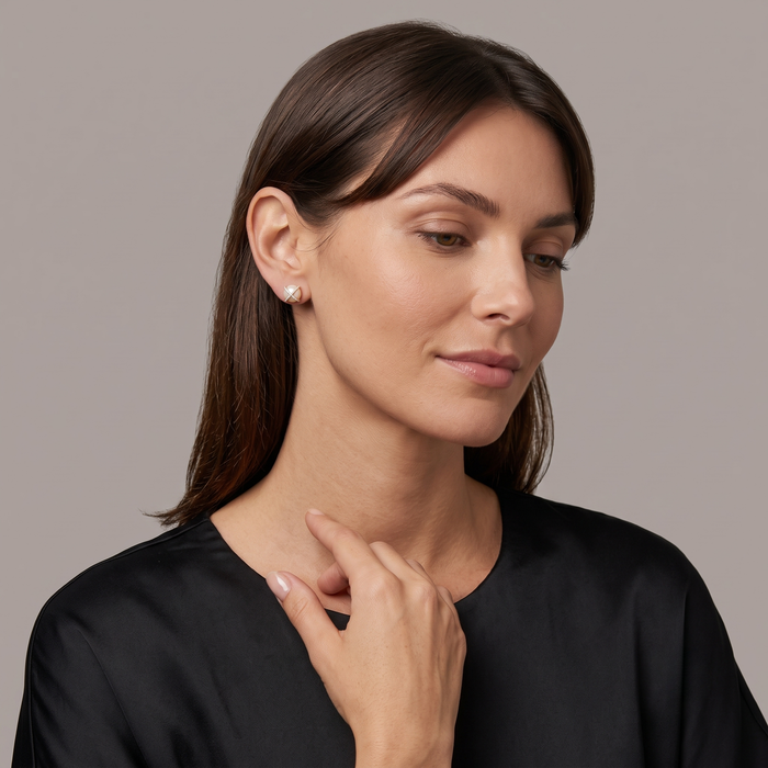 Diamond Kite Stud Earrings in 14K White Gold