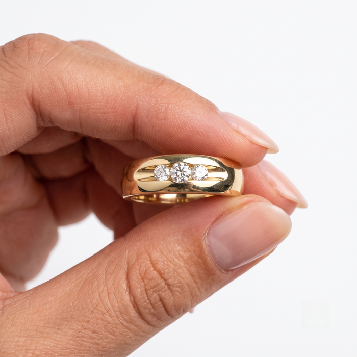 Trinity Shine Three Diamond Ring in 14K Yellow Gold