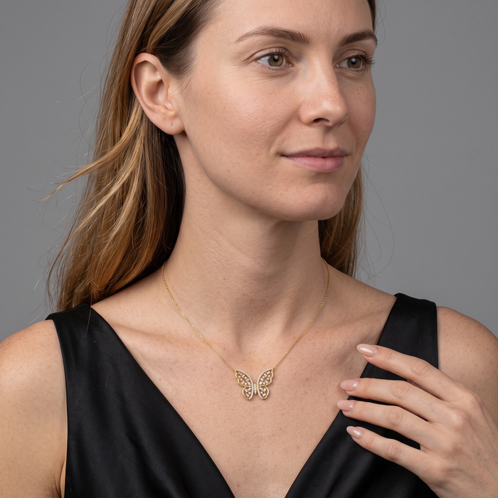 Kyanite Diamond Pendant Necklace in 14K Yellow Gold