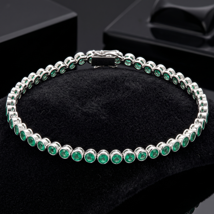 Elegant 14K Emerald & White Gold Bracelet