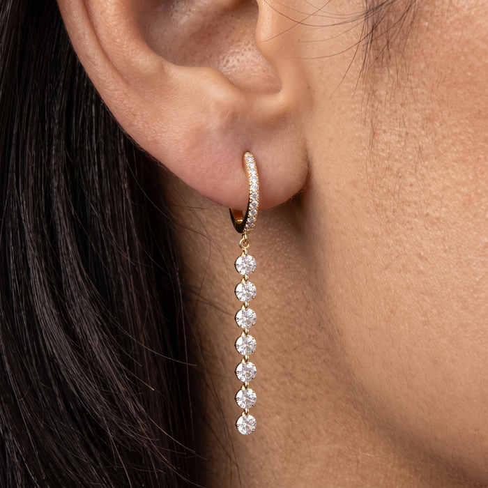 Charismatic Diamond Drop Silk Earrings in 14K Yellow Gold
