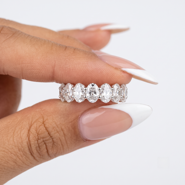 Oval Shape Diamond Eternity Ring in 18K Gold