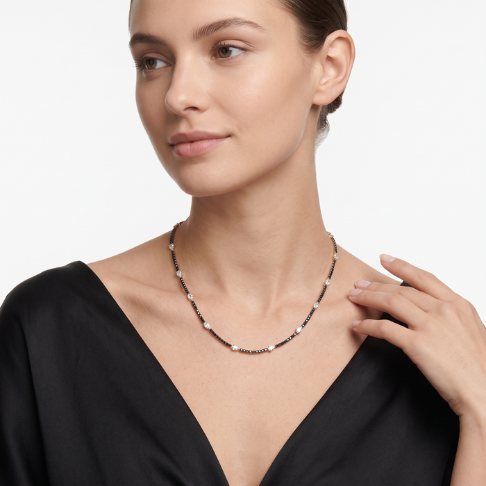 Timepiece Diamond Station Necklace in 14K Yellow Gold