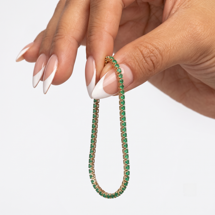 Classic Emerald Line 14K Yellow Gold Tennis Bracelet