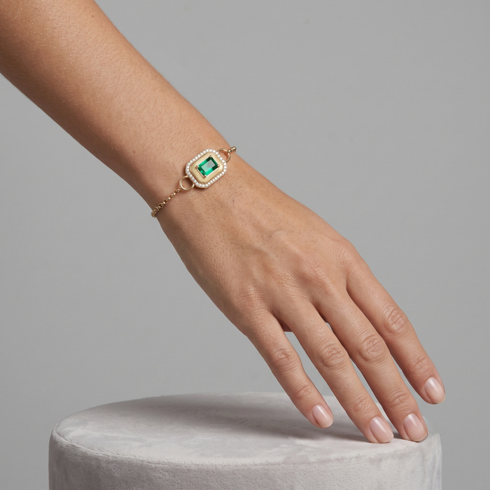 Northern Gemstone Diamond Link Bracelet in 14K Yellow Gold