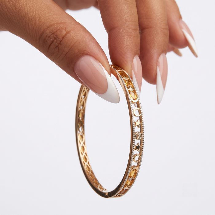 Diamond Round Bangle Bracelet in 14K Yellow Gold