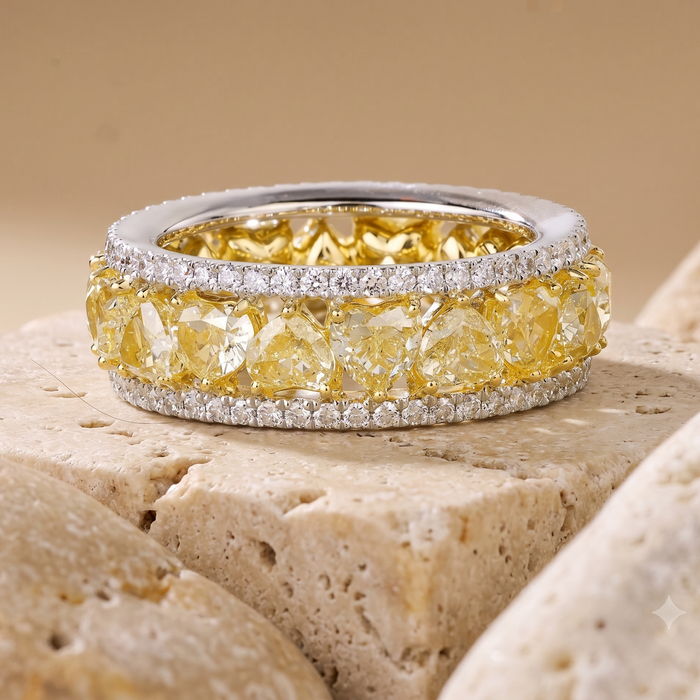 Canary 14K Yellow Gold Diamond Double Row Eternity Band Ring