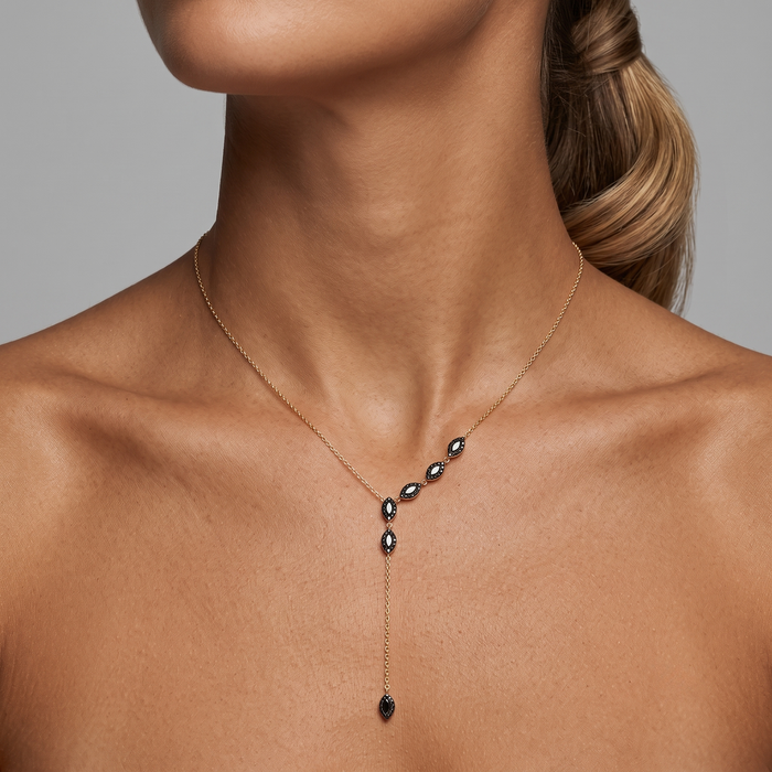 Brilliance Weave Diamond Lariat Necklace in 14K Yellow Gold