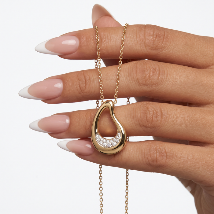 Teardrop Gold Pendant Necklace in 14K Yellow Gold