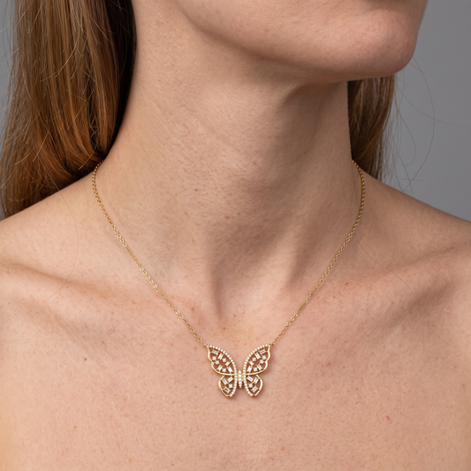 Kyanite Diamond Pendant Necklace in 14K Yellow Gold