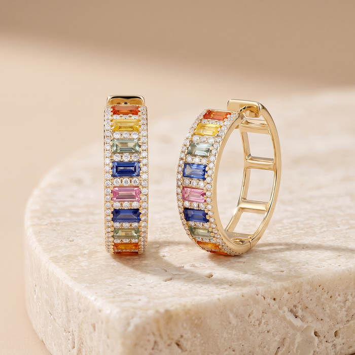 Daylight Radiance Hoop Earrings in 14K Yellow Gold
