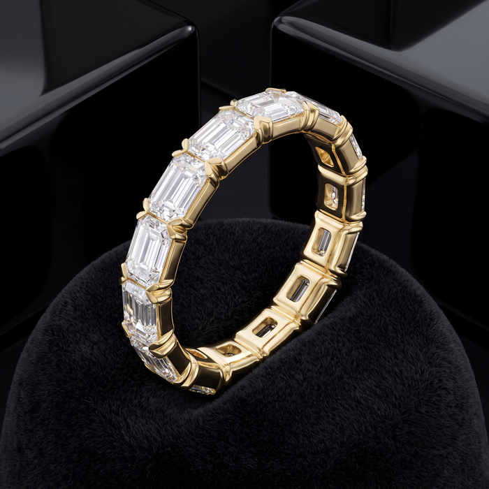 V Prong Emerald Cut Diamond Ring in 14K Gold