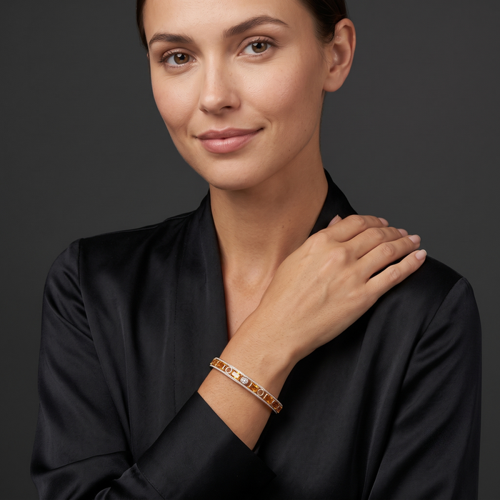 Diamond Round Bangle Bracelet in 14K Yellow Gold