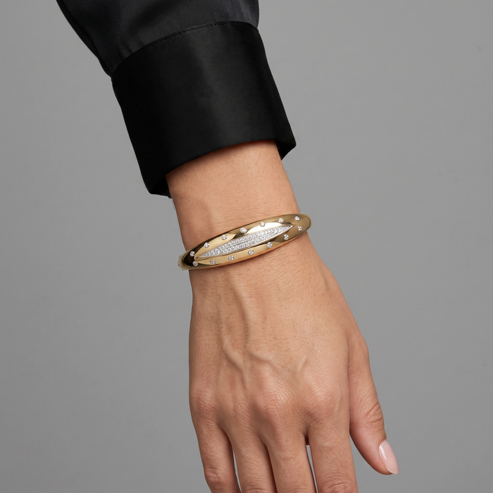 Floral Radiance Bangle Bracelet in 14K Yellow Gold