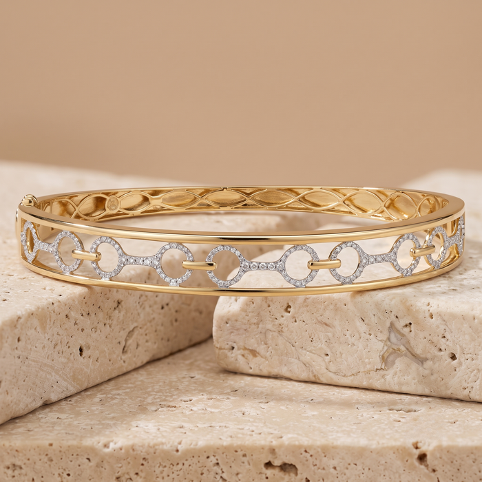 Link Luxe Diamond Bangle Bracelet in 14K Yellow Gold