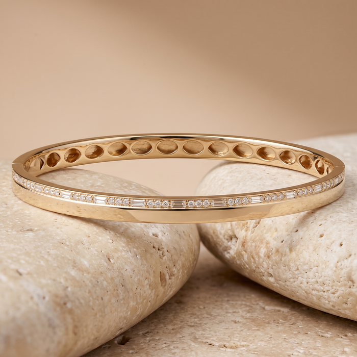 Cosmic Grace Diamond Bangle Bracelet in 14K Yellow Gold