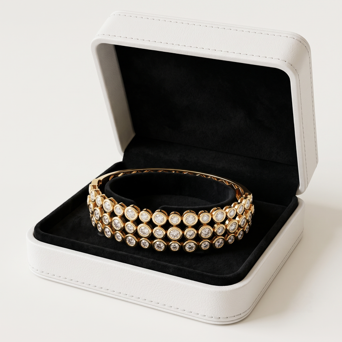 Victorian Vows Diamond Bangle Bracelet in 14K Yellow Gold