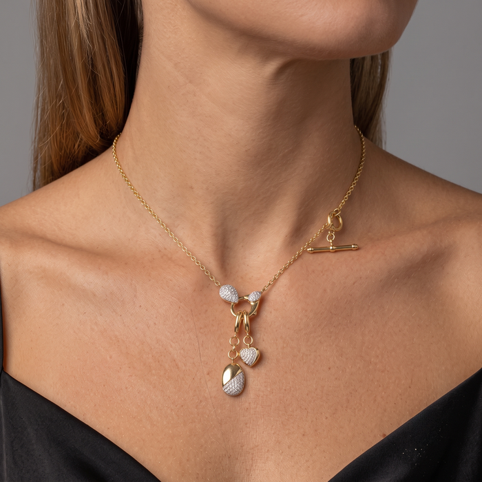 Diamond Mix Shape Pendant Necklace in 14K Yellow Gold