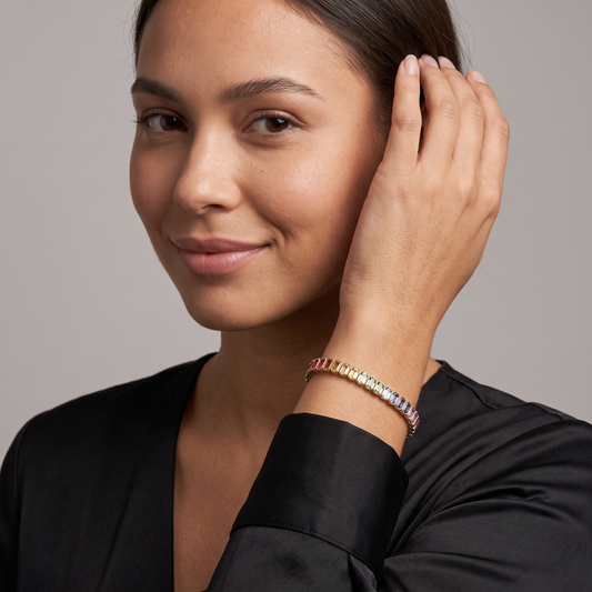 Chromatic Baguette 14K Yellow Gold Gemstone Bracelet