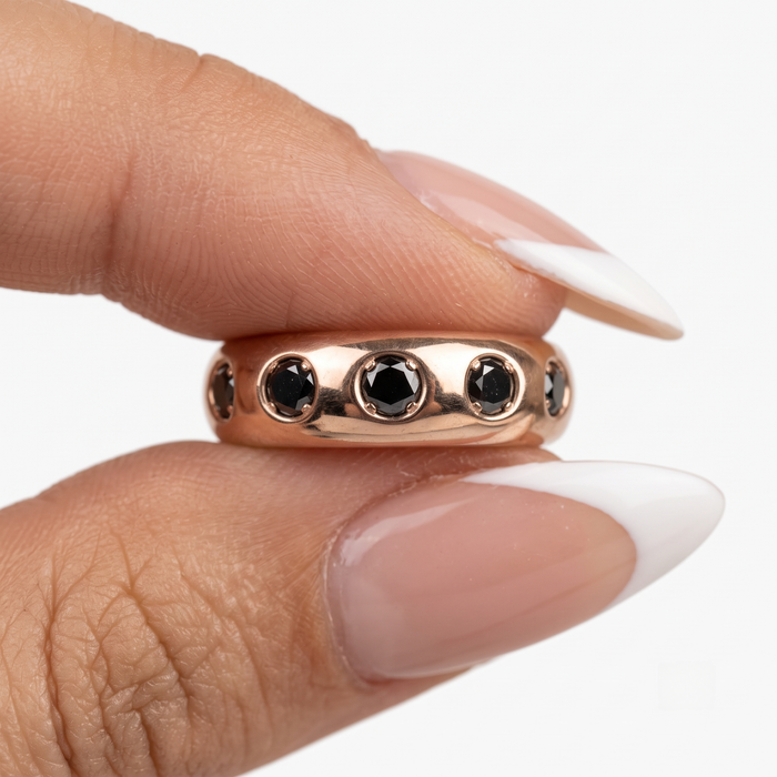Black Diamond 14K Rose Gold Band Ring