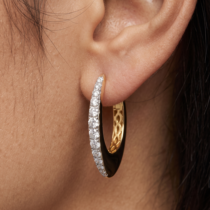 Classic Curve Diamond Hoop Earrings in 14K Yellow Gold
