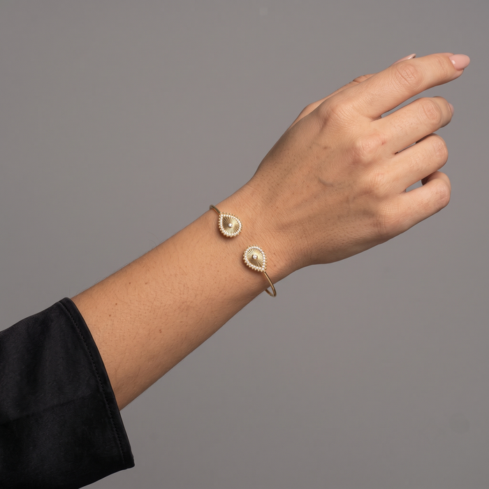 Shiny Bangle 14K (or 18k upon request) Yellow Gold Diamond Bracelet