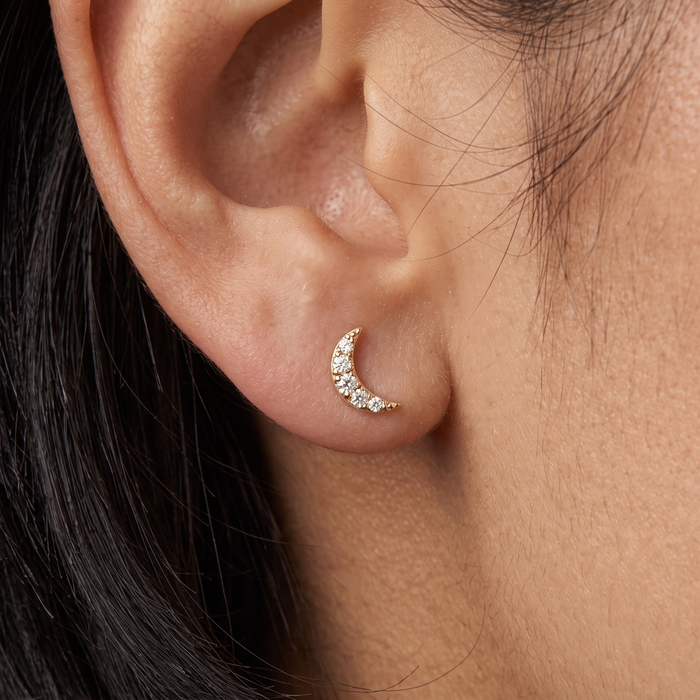 Ruby Diamond Stud Earrings in 14K Yellow Gold
