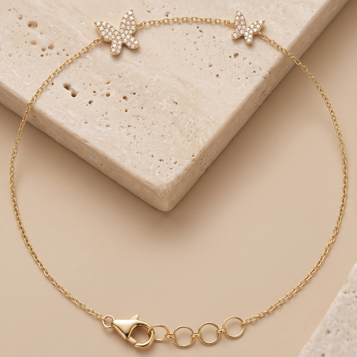 Butterfly Dreams Diamond Chain Bracelet in 14K Gold