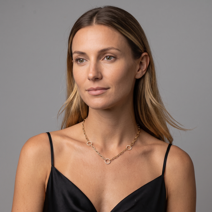 Diamond Revival Chain Link Necklace in 14K Yellow Gold