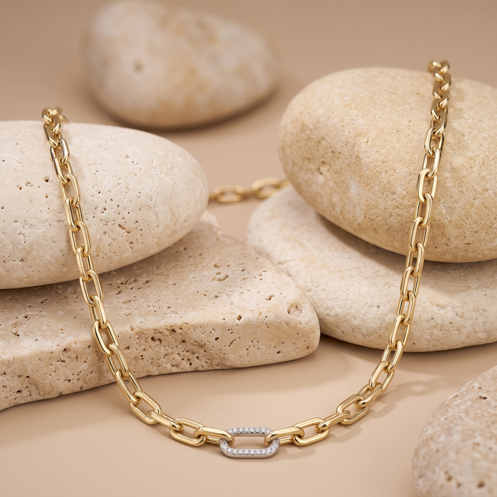 Diamond Fusion Link Necklace in 14K Yellow Gold