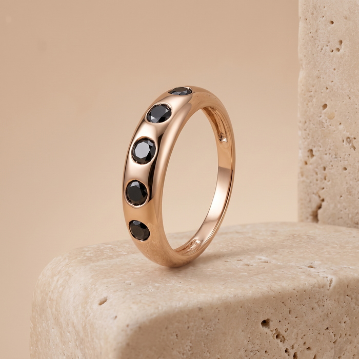 Black Diamond 14K Rose Gold Band Ring