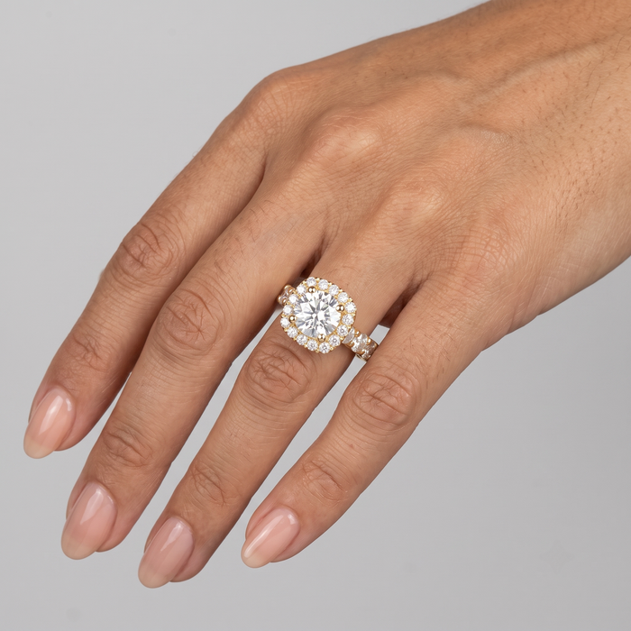 Cushion Halo Diamond Bridal Eternity Ring in 14K Gold
