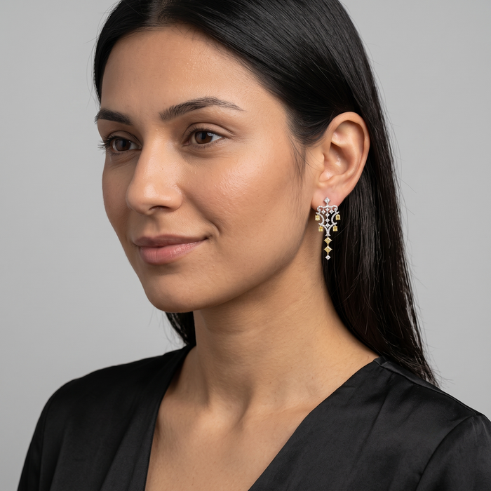 Multishape Pushback Chandellier Earrings in 18K Yellow Gold