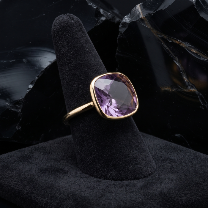 Amethyst Cushion Cut 14K Gold Ring