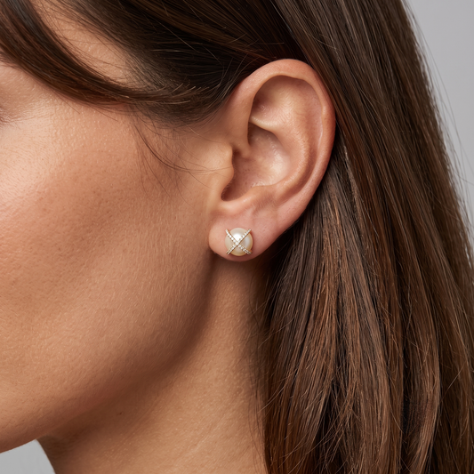 Diamond Kite Stud Earrings in 14K White Gold