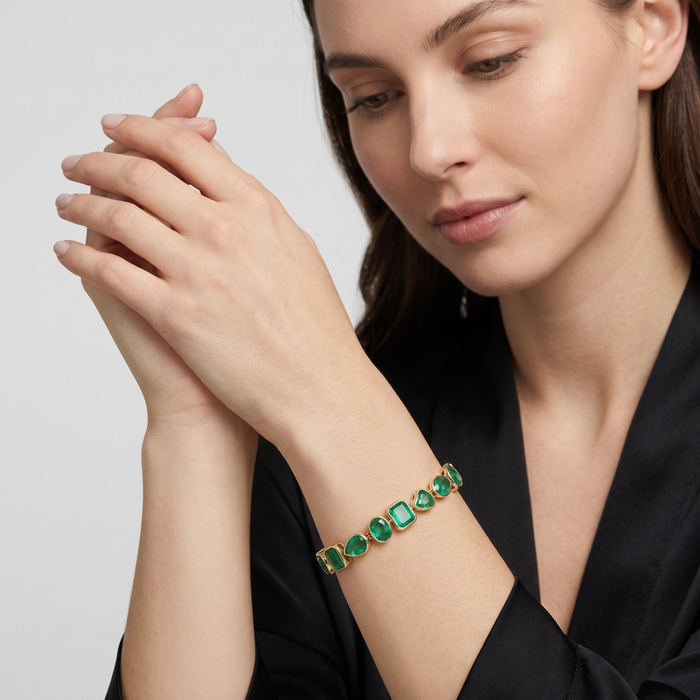 Heritage Emerald 14K Yellow Gold Tennis Bracelet